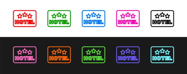 Setzen Sie Die Linie Signboard Außenwerbung Mit Text Hotel Symbol — Stockvektor