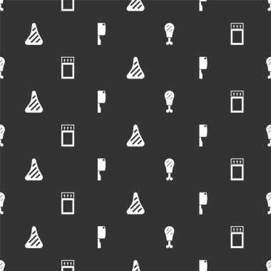 Tavuk budu, kibrit kutusu ve kibrit, et ve et dilimini kusursuz bir şekilde ayarlayın. Vektör