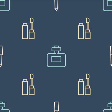 Çivi dosyasını, Mascara fırçasını ve parfümünü pürüzsüz desene ayarla. Vektör