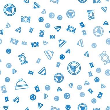 Hat otelin servis zilini, kablosuz bağlantıyı, plakayı, çatalı ve bıçağı pürüzsüz şablona ayarla. Vektör