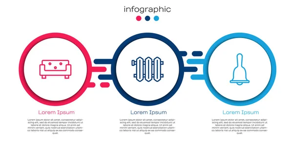 Установка Линии Диван Отопление Радиатор Гостиничный Колокол Бизнес Инфографический Шаблон — стоковый вектор