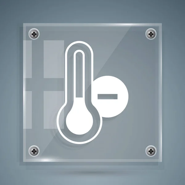 화이트 온도계는 배경에서 아이콘입니다 온도계는 덥거나 날씨를 줍니다 Vector — 스톡 벡터