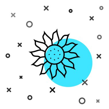 Beyaz arkaplanda siyah çizgi çiçek simgesi izole edildi. Rastgele dinamik şekiller. Vektör.