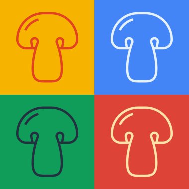 Pop Art Line Mantar ikonu pop sanatının arka planını izole etti. Vektör.