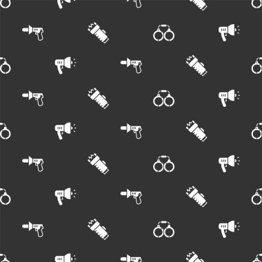 Kelepçeleri, polis megafonunu ve elektrik şokunu ayarlayın. Vektör