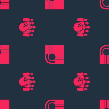 Bowling pimi, top ve bilardo masasını pürüzsüz desene ayarlayın. Vektör