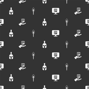 Eskiler 'in sütunu, Yunan miğferi ve meşale alevi pürüzsüz desen. Vektör