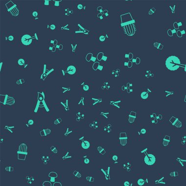 Mantarı, kaktüs peyotasını tencereye koyun, el yapımı makas ve ormanı dikişsiz kalıba sokun. Vektör