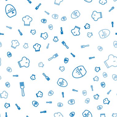 Fork 'u, mutfak zamanlayıcısını ve Şef şapkasını kusursuz şekilde ayarla. Vektör