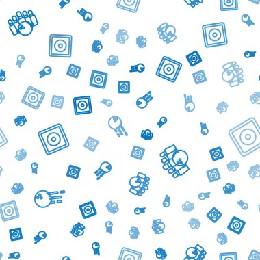 Çizgili bowling topu, iğne ve bilardo tebeşiri kusursuz desende. Vektör