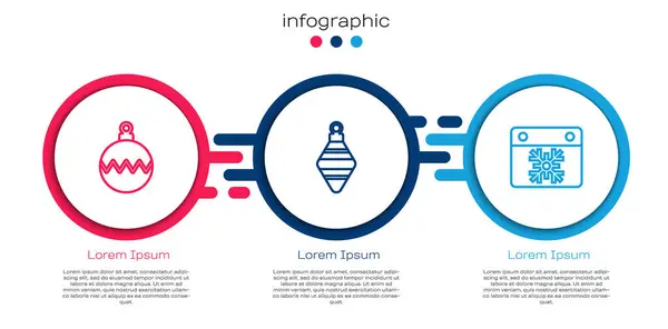 Установить Линию Рождественский Бал Календарь Бизнес Инфографический Шаблон Вектор — стоковый вектор