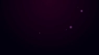 Parlayan neon hattı siyah arka planda izole edilmiş tencere pişirme ikonu. Haşlama ya da güveç besin sembolü. 4K Video hareketli grafik canlandırması