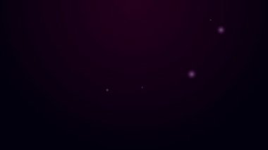Parlayan neon hattı kızartma tavası simgesi siyah arkaplanda izole edildi. Kızartma veya kızartma gıda sembolü. 4K Video hareketli grafik canlandırması