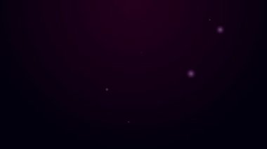 Parlayan neon hattı kızarmış yumurta kızartma tavasında siyah arka planda izole edilmiş. Kızartma veya kızartma gıda sembolü. 4K Video hareketli grafik canlandırması