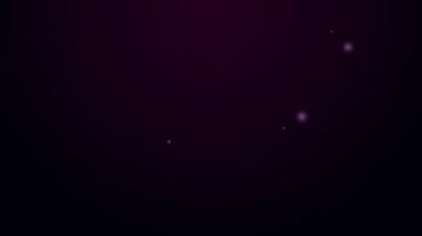 Parlayan neon hattı siyah arka planda izole edilmiş tencere pişirme ikonu. Haşlama ya da güveç besin sembolü. 4K Video hareketli grafik canlandırması