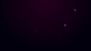 Parlayan neon hattı otel odası ikonu siyah arka planda izole edildi. 4K Video hareketli grafik canlandırması