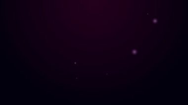 Siyah arka planda izole edilmiş yüzme ikonu için parlak neon çizgili plastik yüzgeçler. Dalış ekipmanları. Olağanüstü bir spor. Spor malzemeleri. 4K Video hareketli grafik canlandırması