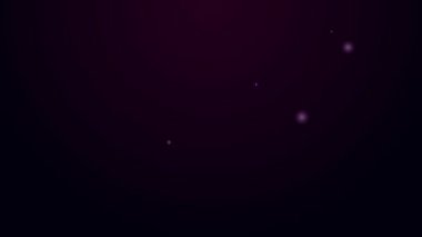 Parlayan neon hattı koni meteorolojisi rüzgar gülü ikonu siyah arka planda izole edildi. Rüzgâr Sock rüzgarın yönünü ve gücünü gösteriyor. 4K Video hareketli grafik canlandırması