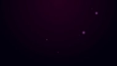 Parlayan neon hattı Nükleer Santral simgesi siyah arkaplanda izole edildi. Enerji endüstrisi konsepti. 4K Video hareketli grafik canlandırması