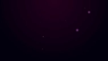 Parlayan neon hattı saksı bitkisi siyah arka planda izole edilmiş bir simge üzerinde. Tencerede yetişen bir bitki. Saksı bitkisi işareti. 4K Video hareketli grafik canlandırması