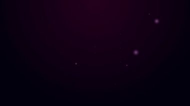 Ekran bilgisayar simgesinde parlayan neon hattı alışveriş arabası siyah arkaplanda izole edildi. Konsept e-ticaret, e-ticaret, online iş pazarlama. 4K Video hareketli grafik canlandırması