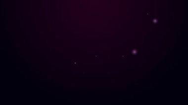 Parlayan neon hattı Saat 24 saat simgesi siyah arkaplanda izole edildi. Tüm gün döngü simgesi. 24 saat hizmet sembolü. 4K Video hareketli grafik canlandırması