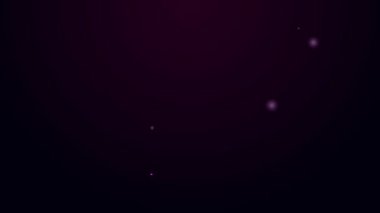 Siyah arkaplanda izole edilmiş bir kulaklık simgesi olan parlak neon çizgili adam. Destek operatörü hatta. Çağrı merkezi konsepti, müşteri destek servisi. 4K Video hareketli grafik canlandırması