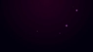 Siyah arka planda izole edilmiş, kulaklık simgesi olan parlak neon çizgili kadın. Destek operatörü hatta. Çağrı merkezi konsepti, müşteri destek servisi. 4K Video hareketli grafik canlandırması