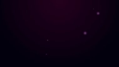 Parlayan neon hattı bilgi simgesi siyah arkaplanda izole edildi. 4K Video hareketli grafik canlandırması