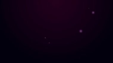 Parlayan neon hattı helikopter aracı simgesi siyah arkaplanda izole edildi. 4K Video hareketli grafik canlandırması