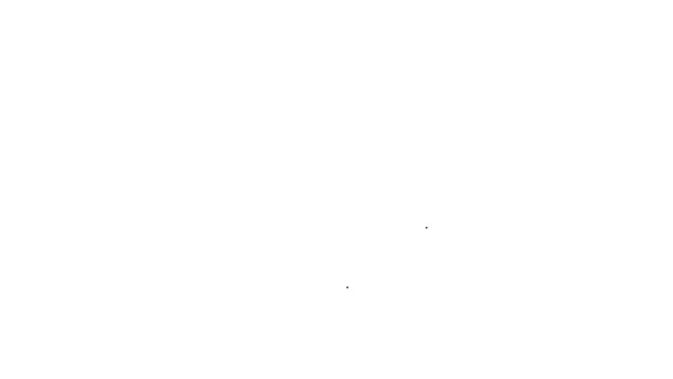 Línea negra Icono de ventana de avión aislado sobre fondo blanco. Hoyo de buey de avión. Animación gráfica de vídeo 4K — Vídeo de stock