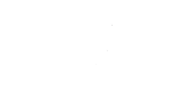 Černá čára Větrné počasí ikona izolované na bílém pozadí. Mrak a vítr. Grafická animace pohybu videa 4K — Stock video