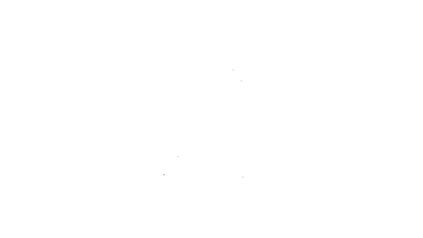 Línea negra Carretilla con icono de suciedad aislado sobre fondo blanco. Equipo de herramientas. Agricultura carro rueda granja. Animación gráfica de vídeo 4K — Vídeo de stock