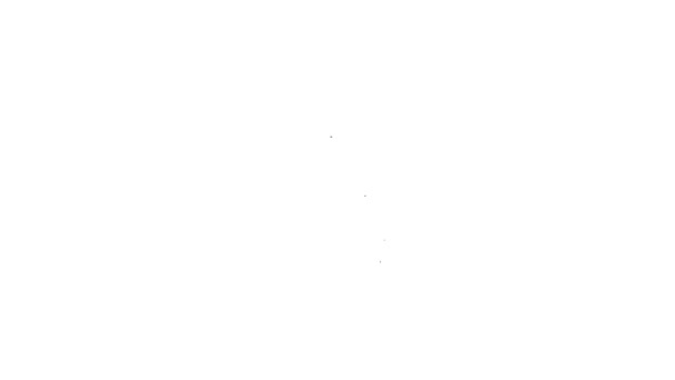 Siyah çizgi kaktüs kaktüs kaktüsü beyaz arka planda izole edilmiş tencere simgesi. Tencerede yetişen bir bitki. Saksı bitkisi işareti. 4K Video hareketli grafik canlandırması — Stok video