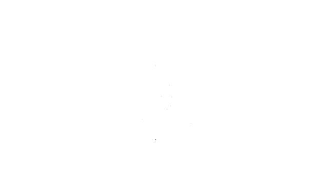 Черная линия завод в висит значок горшок изолирован на белом фоне. Декоративные макраме ручной работы вешалки для цветочного горшка, повесить комнатные растения. Видеографическая анимация 4K — стоковое видео