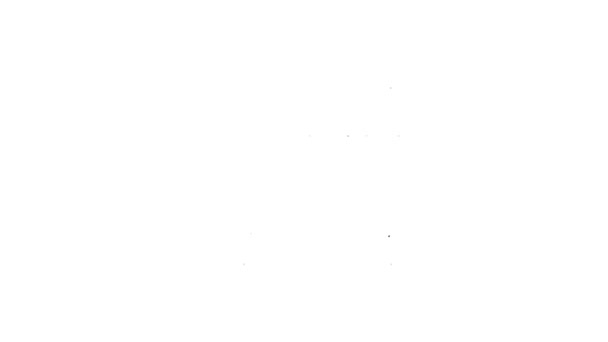 Черная линия Грузовик и коробки значок изолированы на белом фоне. Символ Долли. Видеографическая анимация 4K — стоковое видео