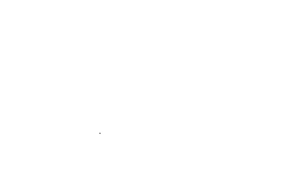 Línea negra Icono de manguera de jardín aislado sobre fondo blanco. Icono de pistola de aerosol. Equipo de riego. Animación gráfica de vídeo 4K — Vídeo de stock
