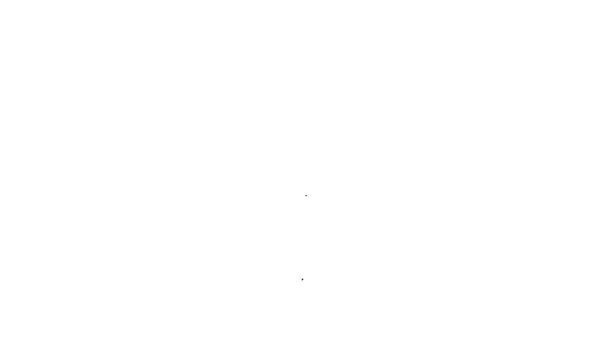 白の背景に隔離された黒ラインビーガンフードダイエットアイコン.有機、バイオ、エコシンボル。ビーガン,肉なし,乳糖フリー,健康,新鮮で非暴力的な食品.4Kビデオモーショングラフィックアニメーション — ストック動画