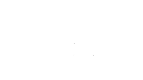 Черная линия Веганская пищевая икона диеты изолированы на белом фоне. Органический, биологический, эко-символ. Вегетарианская, без мяса, без лактозы, здоровая, свежая и ненасильственная еда. Видеографическая анимация 4K — стоковое видео