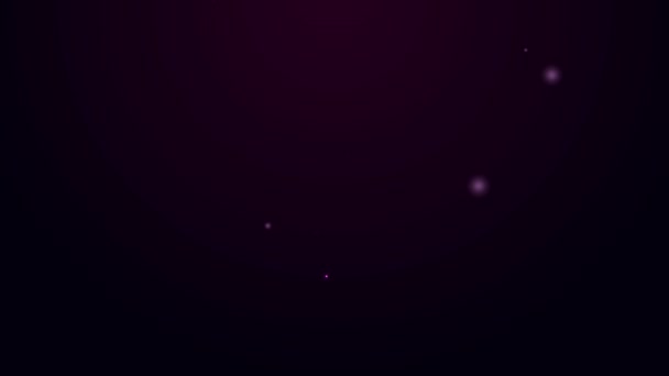 Lumineux néon ligne planète Terre avec des nuages icône isolé sur fond noir. globe terrestre avec atmosphère couverte de nuages et de gaz. Animation graphique de mouvement vidéo 4K — Video