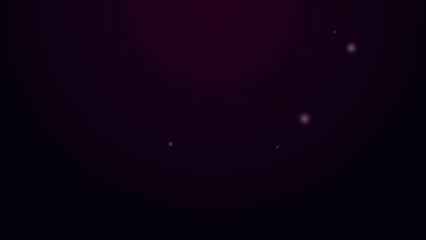 Gloeiende neon lijn Zonne-energie paneel pictogram geïsoleerd op zwarte achtergrond. 4K Video motion grafische animatie — Stockvideo