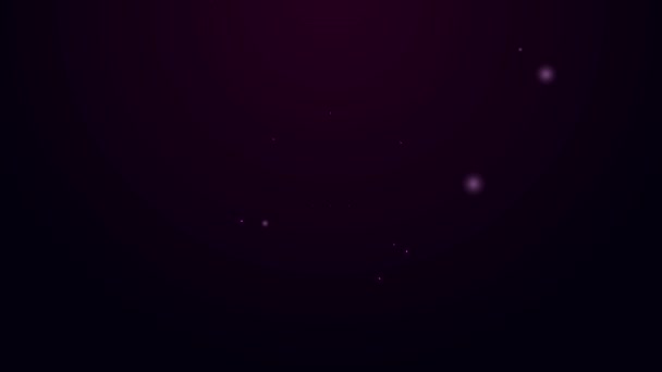 Gloeiende neon lijn Bloem in vaas pictogram geïsoleerd op zwarte achtergrond. 4K Video motion grafische animatie — Stockvideo