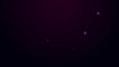 Parlayan neon hattı çim biçme makinesi simgesi siyah arkaplanda izole edildi. Çim biçme makinesi çim biçiyor. 4K Video hareketli grafik canlandırması