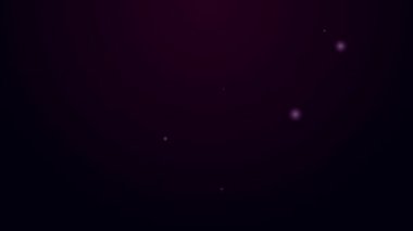 Siyah arka planda izole edilmiş, içinde çiçek olan parlak neon çizgisi insan kafası. 4K Video hareketli grafik canlandırması