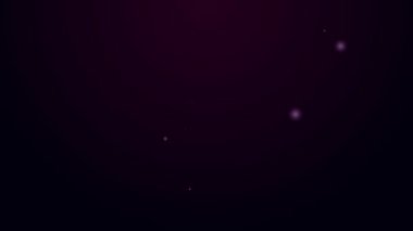 Parlayan neon çizgili kuş evi simgesi siyah arkaplanda izole edildi. Yuva kutusu kuş evi, kuşlar için ev yapımı bina. 4K Video hareketli grafik canlandırması