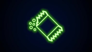 Parlayan neon çizgisi biber ikonu paketi siyah arkaplanda izole edildi. 4K Video hareketli grafik canlandırması
