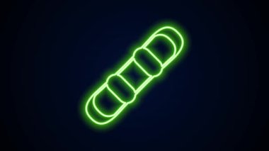 Parlayan neon hattı Snowboard simgesi siyah arkaplanda izole edildi. Snowboard tahtası ikonu. Olağanüstü bir spor. Spor malzemeleri. 4K Video hareketli grafik canlandırması