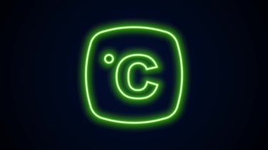 Parlayan neon hattı Celsius simgesi siyah arkaplanda izole edildi. 4K Video hareketli grafik canlandırması