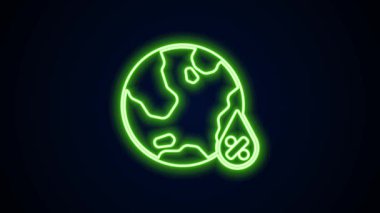 Parlayan neon hattı su bırakma yüzdesi simgesi siyah arkaplanda izole edildi. Nem analizi. 4K Video hareketli grafik canlandırması