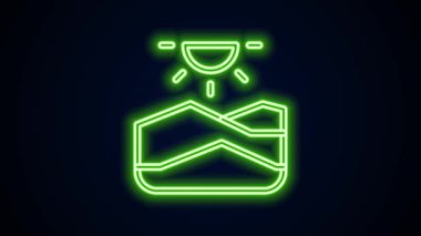 Parlayan neon hattı kuraklık simgesi siyah arkaplanda izole edildi. 4K Video hareketli grafik canlandırması